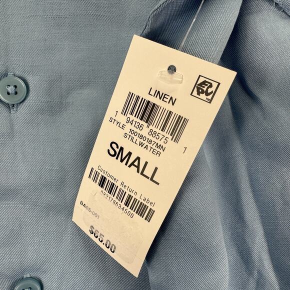 INC Mens Kylo Linen Blend Regular Fit Camp Button Down Shirt Light Blue S - Picture 3 of 4